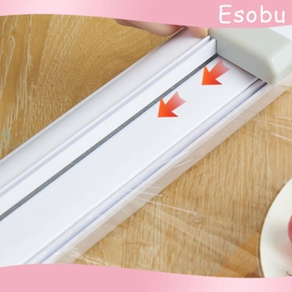 [esobu] Dispensador de envoltura de plástico con cortador de diapositivas, dispensador de película reutilizable, doble