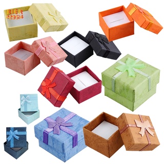 24 piezas anillo pendientes joyería exhibición caja de regalo bowknot cuadrado caso amarillo
