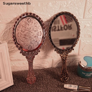 shb> vintage tallado de mano espejo de tocador maquillaje espejo mano espejo mango cosmético bien