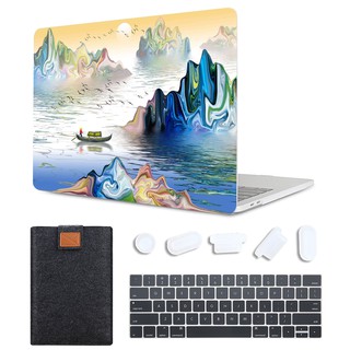 Mtt MacBook air 13 pulgadas caso A1369 A1466, plástico transparente patrón duro Shell caso cubierta con cubierta del teclado y portátil funda bolsa para apple mac air 13'', paisaje chino