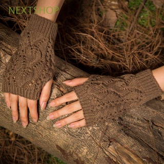 NEXTSHOP Women Winter Gloves Warm Faux Wool Mittens Fingerless Gloves Arm Crochet Knitting Stylish Short Hand Warmer/Multicolor