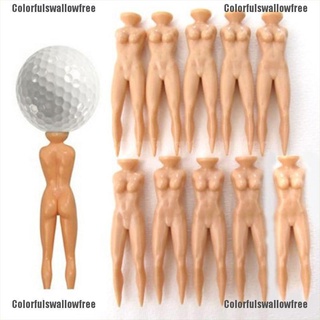 colorfulswallowfree 10 unids/lote de plástico novedad desnuda desnuda señora golf tee 76mm entrenamiento tees belle