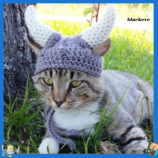 bl-lindo de dibujos animados hechos a mano gato hilo de algodón sombrero gorra con cuerno mascota decoración accesorio