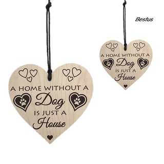 【BE】 Wooden Heart Shaped Letter Print Hangable Dog ID Tag DIY Pendant Decoration