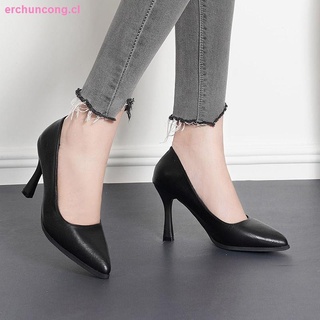 cuero genuino puntiagudo del dedo del pie stiletto tacón alto solo zapatos de las mujeres negro tacón medio profesional zapatos de trabajo etiqueta formal zapatos de trabajo (3)