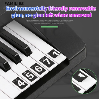 Familias. 61 teclas color piano letra nota etiqueta engomada teclado mano rollo piano teclado pegatina