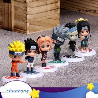 CR--6 unids/Set Anime Naruto Sasuke Gaara dibujos animados figura de acción juguete hogar escritorio adorno