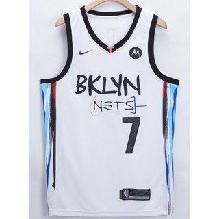 Spot The New Season Men's NBA Brooklyn Nets #7 Kevin Durant Graffiti City Version of The White Basketball Jersey