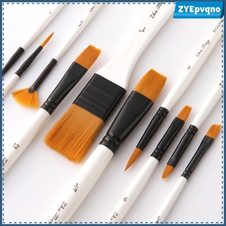 10Pcs Nylon Hair Oil Acrylic Watercolor Painting Brushes Set with Zipper Case (1)