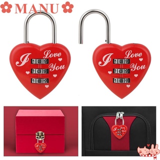 MANU 1pc HOT Padlock Gift 3 Digit Password Heart Shaped Lock Zinc Alloy Dial Combination Travel Suitcase Luggage Code Valentine's Day Security Tool