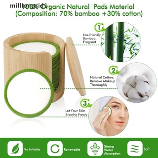 [milliongrid1] almohadillas reutilizables de algodón de bambú/limpieza facial suave (1)