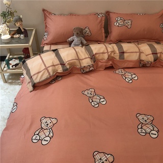 9-29 de dibujos animados oso es un conjunto de rosa cuadros de cuatro piezas individual ropa de cama estudiante dormitorio dormitorio de tres piezas ropa de cama