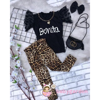 Babygarden-Baby Girl - conjunto de ropa de verano con estampado de letras, camiseta con volantes y estampado de leopardo, pantalones casuales, de 6 meses a 4 años (1)