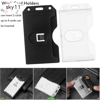 SKY 1pc Unisex Work Card Holders Portable Practical Card Sleeve Name Card New ID Business Case Hard Plastic Protector Cover Office School Badge ID Card Pouch/Multicolor