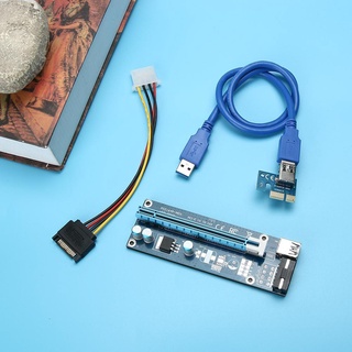 Elec tronics USB 3.0 PCI-E Express 1x to16x Extender Riser Card Adapter SATA Power Cable (3)