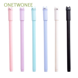 ONETWONEE 0.5mm Stationery Cartoon Writing Supplies Gel Pen Cute Black Ink Full Needle Tail Cat School Office Suppilies