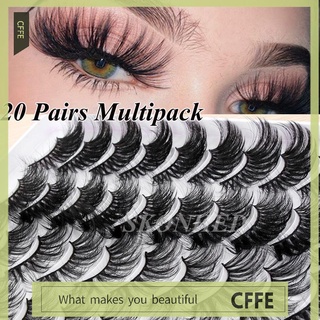 Cffe SKONHED 20 pares de pestañas postizas hechas a mano a mano para maquillaje de ojos herramientas Wispies falsas 3D pestañas de visón de imitación