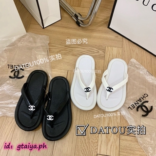 ins hot chanel chanclas playa zapatillas negro blanco clásico retro negro blanco zapatos de las mujeres flip-flops de alta calidad (1)