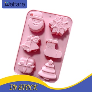 6 Grids Christmas Series Silicone Molds Snowman Socks Snowflake Santa Claus Chocolate Mold DIY Cake Baking Decoration Silicone Mold ▼+