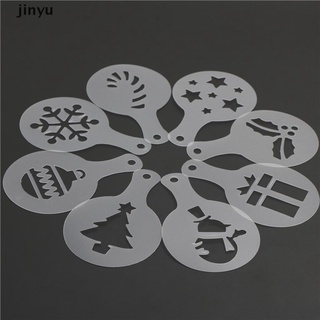 jinyu 8pcs/set Practical Cake Stencils Mold Christmas Coffee Mold Pastry Tools Cookie Decoration .