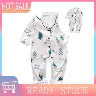 xia| niños niñas letra árbol impresión botones camisa top pantalones ropa de dormir conjunto de pijamas niños