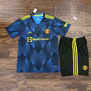 ¡listo En inventario! ¡camisa Adidas! 21-22 Manchester united's Segundaway cómoda respirable Puro De algodón Camiseta De fútbol Para el hogar