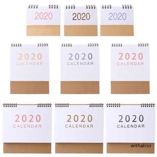 withakiss Simple Desktop Standing Paper 2020 Double Coil Calendar Memo Daily Schedule Table Planner Yearly Agenda Desk Organizer