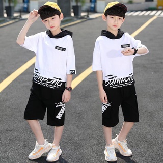 Ropa para niños traje de verano para niños 2021 nuevo estilo extranjero 12 verano traje de dos piezas de manga corta para niño coreano de 15 años