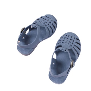 ♡Identificación❀Sandalias planas para niños, verano de Color sólido hueco zapatos para caminar calzado para niñas niños (4)