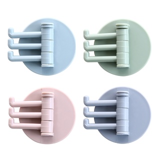 ☄Bathroom Punch-free Wall Hanging Rotatable 3 Hooks Adhesive Bracket Holder☄