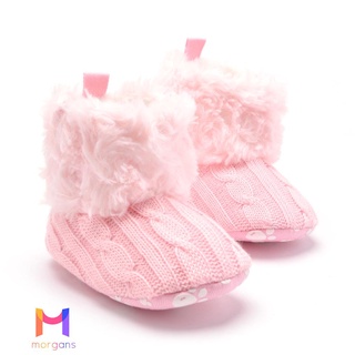 Zm-botas de nieve de invierno para bebés recién nacidas/zapatos de moño sólido Prewalker-