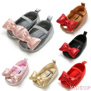 KIDSUP-Baby Niñas Bowknot Zapatos , Antideslizante De Cuero De La PU Prewalker Suela Suave