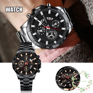 Reloj de cuarzo para hombre con correa de acero blanco luminoso Metal estuche profundo impermeable moda reloj regalos para hombres