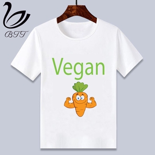 Vegan zanahoria nueva camiseta blanca nueva impresión niñas camiseta de manga corta O-cuello verano Tops Kid Casual niños camiseta