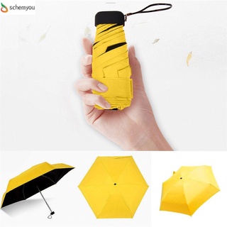 SCHEMYOU Fashion Mini Umbrella Unisex 5 Fold Sun Umbrella Pocket Compact Travel Portable Dual-use Anti-UV Sunscreen Waterproof Rain Umbrella/Multicolor