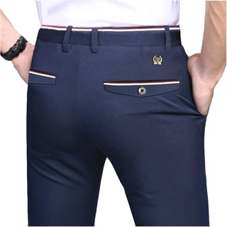 Producto óptimo de los hombres pantalones formales de oficina elástico elástico Slim Fit delgado pantalones largos negro [Slack] pantalones de negocios casuales más tamaño