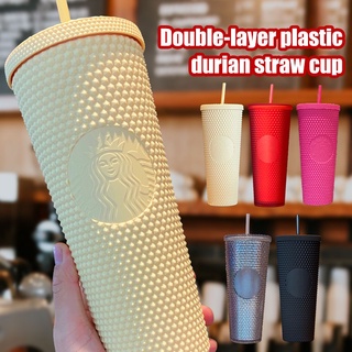 Vaso reutilizable Starbucks cambiador de Color tazas frías Durian vaso de plástico vaso con paja taza de plástico 710ml/24oz