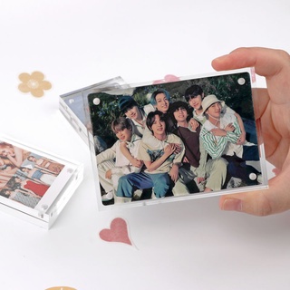 Transparente magnético acrílico marco de fotos de acrílico transparente imagen soporte de exhibición Kpop Photocard marco BTS negro rosa Lomo titular de la tarjeta