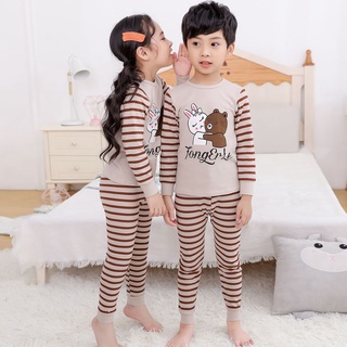 2-15Años niños pijamas niño niña de dibujos animados pijamas conjunto de niño de manga larga 100% algodón ropa de dormir conjunto (6)