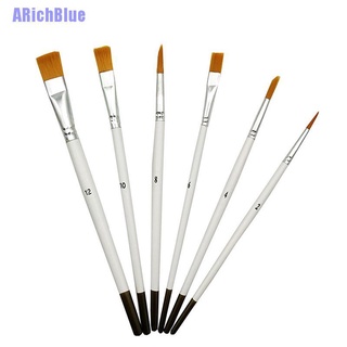 ARichBlue - juego de 6 pinceles de nailon de madera blanca, diseño de Gouache, acuarela