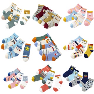 Cinco pares de dibujos animados niños niñas calcetines niños bebé algodón verano transpirable calcetines