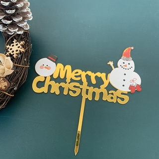 ins golden acrílico trineo navidad sombrero de navidad decoración de tarta (3)