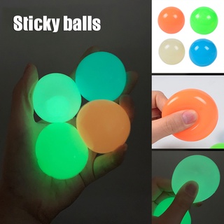 4/8PCS bola adhesiva fluorescente 4,5 cm luminosa bola de techo objetivo y lanzar a alivio del estrés juguetes regalo para niños