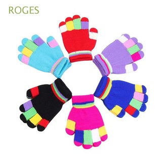 ROGES Boys Finger Gloves Kids Knitted Mittens Baby Mittens Winter Outdoor Sports Antiskid Warm Comfortable Girls Thickened/Multicolor