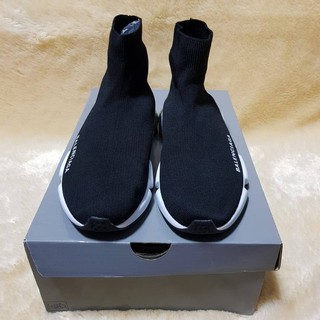 100% original original balenciaga zapatos de alta velocidad entrenador suela transparente negro blanco negro original deporte running (3)