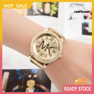 MK reloj de pulsera analógico de cuarzo analógico con diamantes de imitación con números romanos de lujo para mujer/GFX/