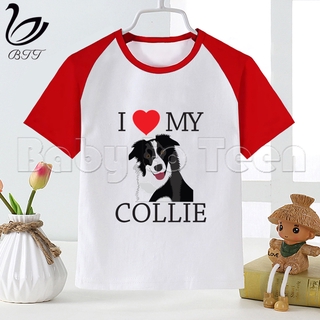 Niña camisas frontera Collie perro bebé niña camiseta niños Top niño impresión camiseta divertida camisetas verano manga corta Tops