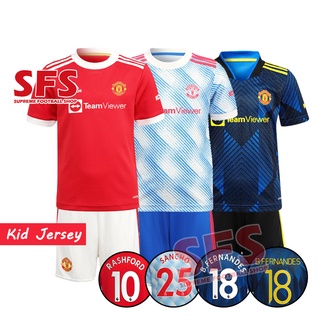 [SFS] Camiseta De Fútbol De Alta Calidad 21-22 MU Hombre U Para Niños/Deportiva Fans Sueltos