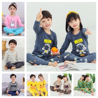 Niños pijamas conjunto de algodón niños niñas ropa de hogar de manga larga pijamas conjunto de niños ropa de dormir 2 unids/Set 100-160cm para la primavera otoño (1)