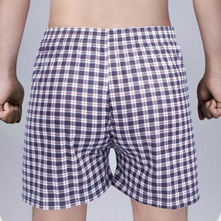 annamarie pantalones cortos sueltos clásicos a cuadros bragas hombres boxeadores calzoncillos masculinos casual playa ropa interior con botón de algodón tejido (2)